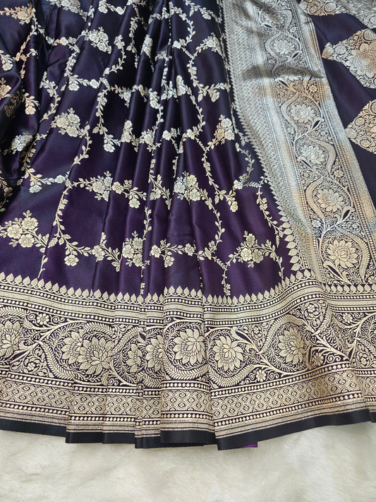 Banarasi Deep Purple Pure Banarasi Mashru Silk Saree with Royal Elegance