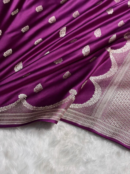 💜 Mashru Silk Saree – Royal Purple Elegance