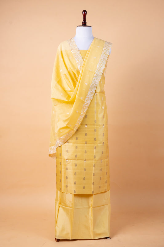 Pure Chanderi Suit Set with Malmal Embroidered Dupatta