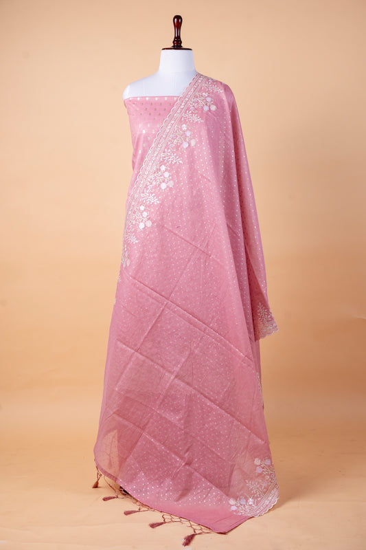 Pure Chanderi Suit with Mulmul Embroidered Dupatta