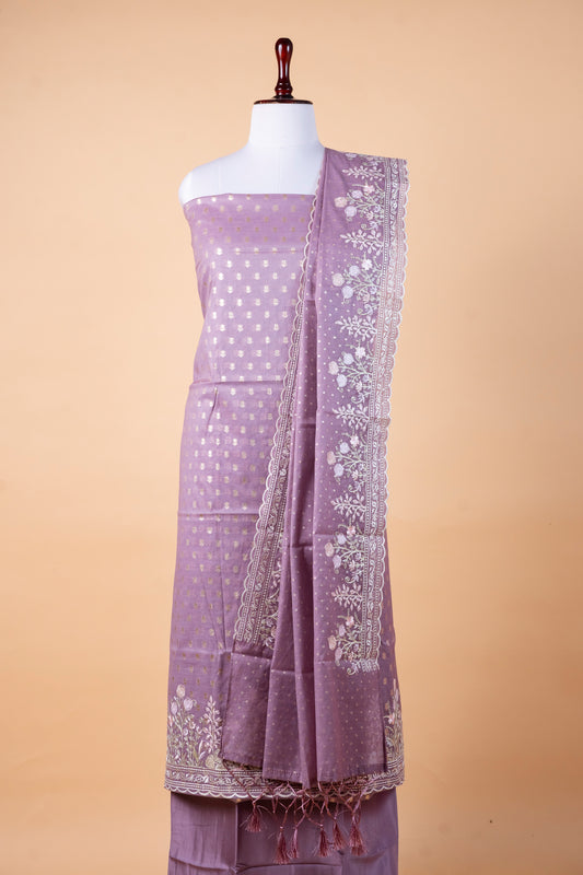 Pure Chanderi Silk Suit with Malmal Embroidery Dupatta