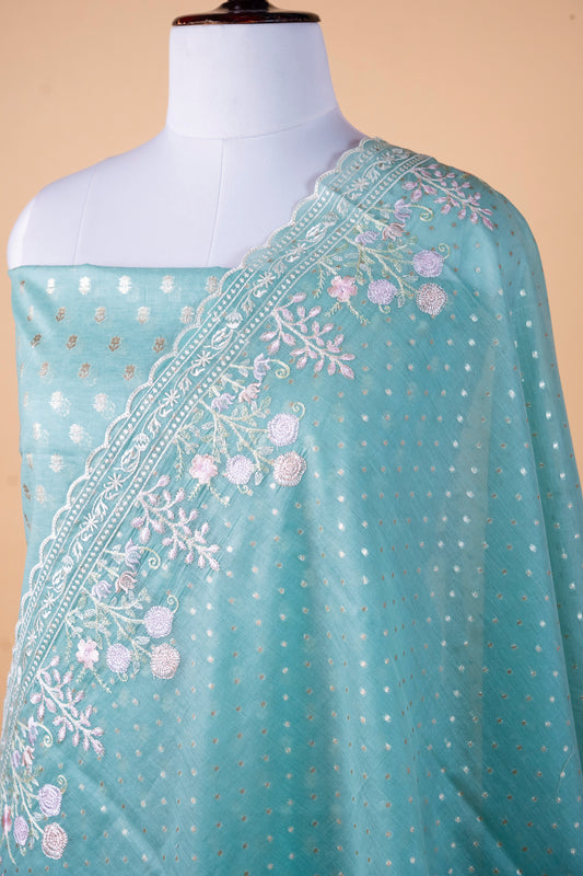 Pure Chanderi Silk Suit with Malmal Embroidery Dupatta