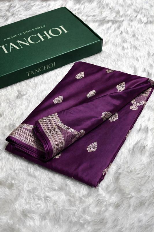 💜 Mashru Silk Saree – Royal Purple Elegance