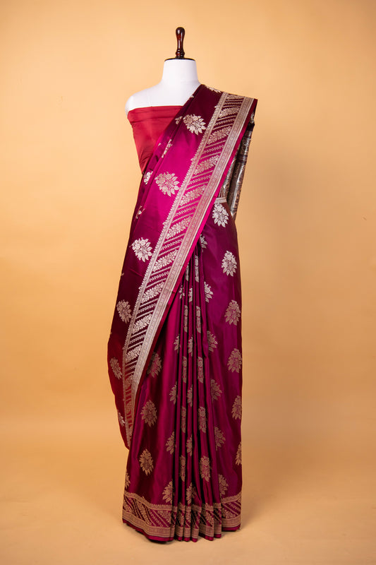 Banarasi Deep Purple Pure Banarasi Mashru Silk Saree with Royal Elegance