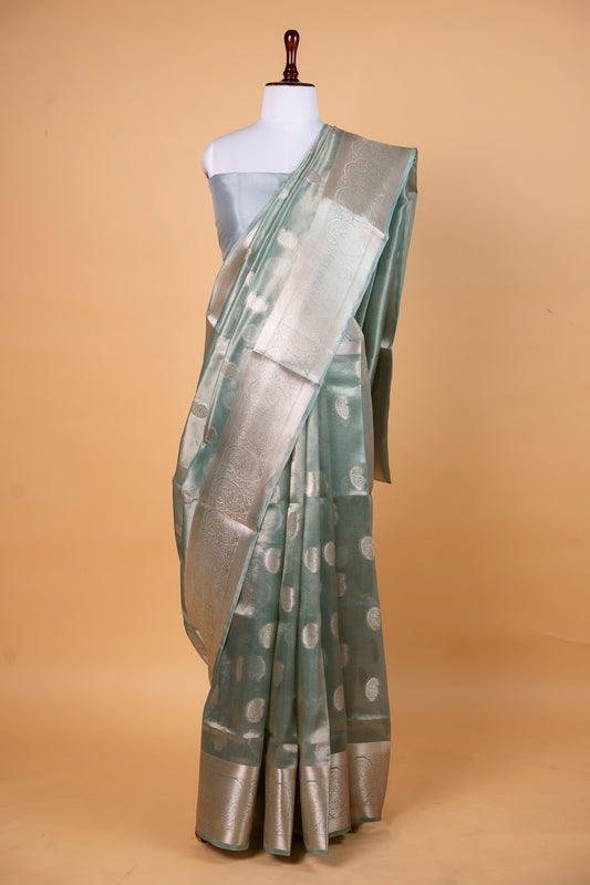 Pure Tissue Silk Saree in Soft Sea Green