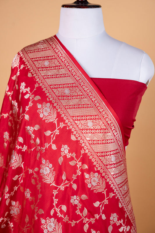 Pure Katan Meena Jaal Silk Saree in Classic Bridal Red
