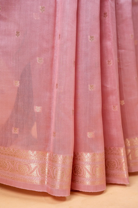 Banarasi Pure Cotton Silk Saree in Soft Blush Pink
