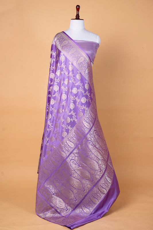 Mushru Silk Saree in Royal Purple with Silver Zari Weaving
