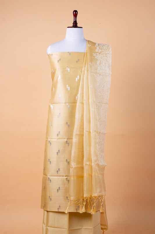Pure Chanderi Silk Suit with Organza Embroidery Dupatta