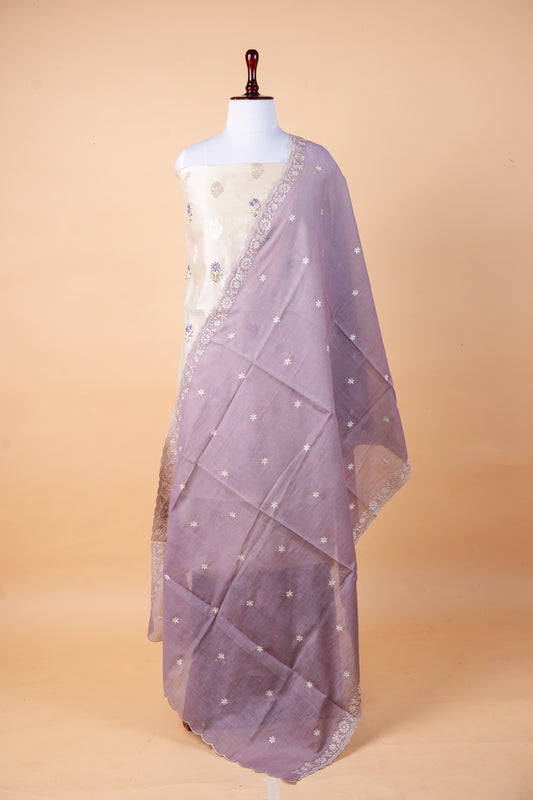 Pure Chanderi Handwork Suit with Malmal Embroidery Dupatta