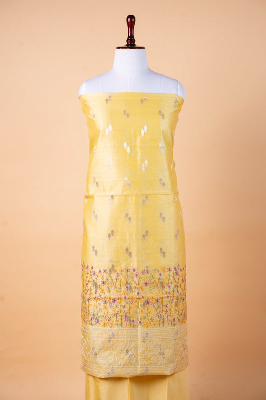 Pure Chanderi Silk Suit Set with Malmal Embroidered Dupatta
