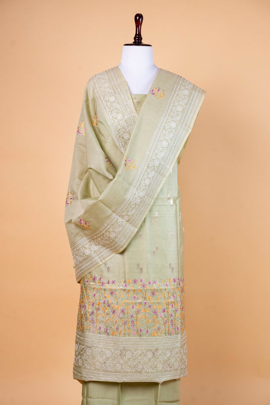 Pastel Green Cotton Suit with Dupatta