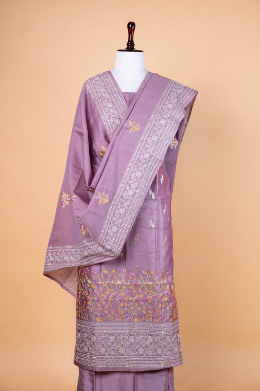 Lavender Cotton Suit with Dupatta