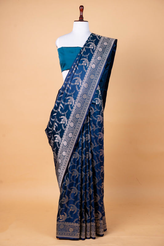 Mashru Silk Saree with Woven Floral Motifs