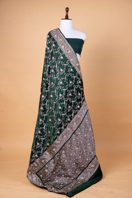 Mashru Silk Saree with Zardozi Hand Embroidery