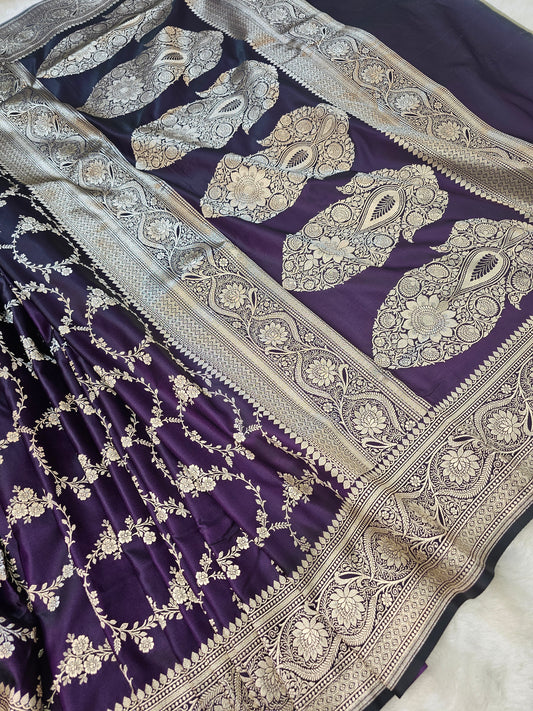Banarasi Deep Purple Pure Banarasi Mashru Silk Saree with Royal Elegance