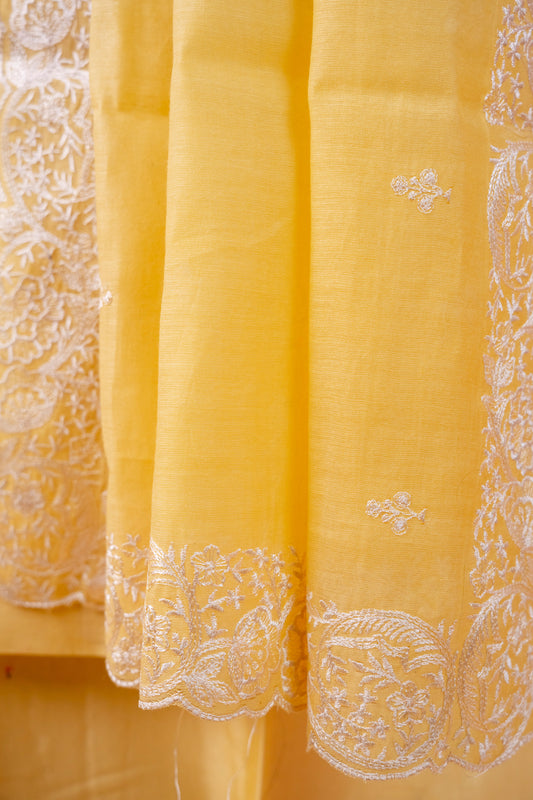 Pure Chanderi Suit Set with Malmal Embroidered Dupatta
