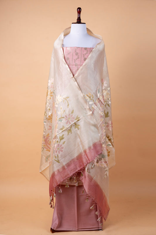 Pure Munga Silk Suit with Malmal Embroidery Dupatta