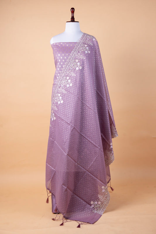 Pure Chanderi Silk Suit with Malmal Embroidery Dupatta