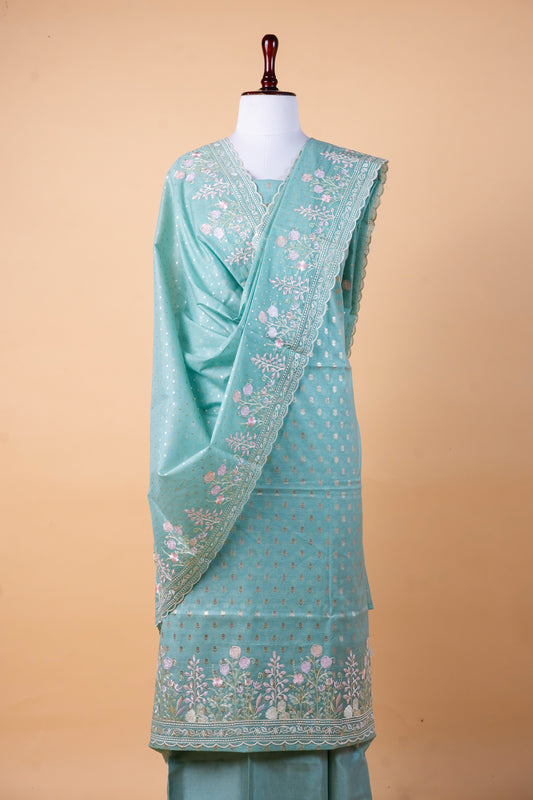 Pure Chanderi Silk Suit with Malmal Embroidery Dupatta