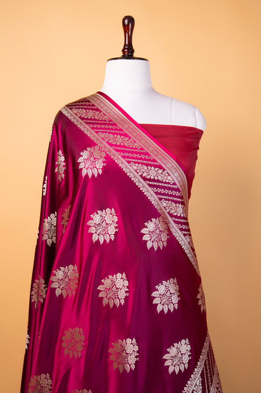 Banarasi Deep Purple Pure Banarasi Mashru Silk Saree with Royal Elegance