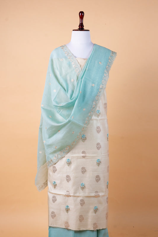Pure Chanderi Handwork Suit with Malmal Embroidery Dupatta