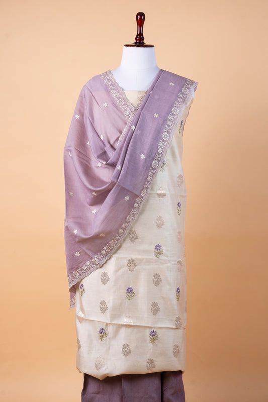 Pure Chanderi Handwork Suit with Malmal Embroidery Dupatta