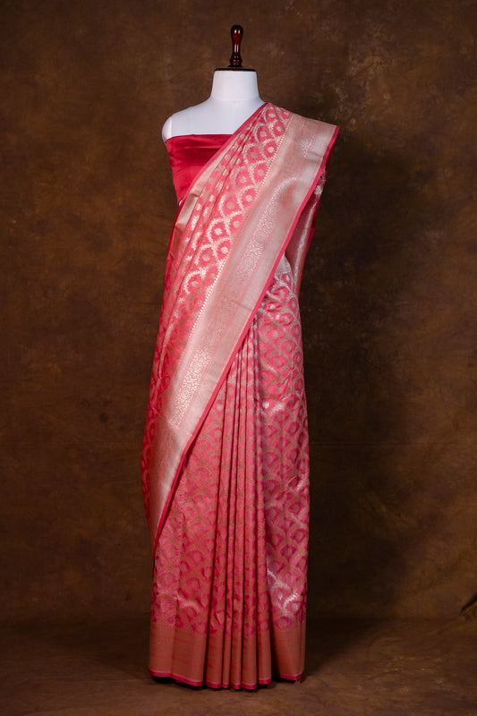 Kela Silk Saree – Festive Elegance in Coral Pink. ! Baby Pink !