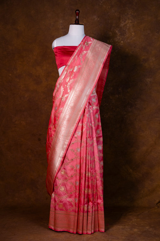Kela Silk Saree – Classic Charm in Rose Pink