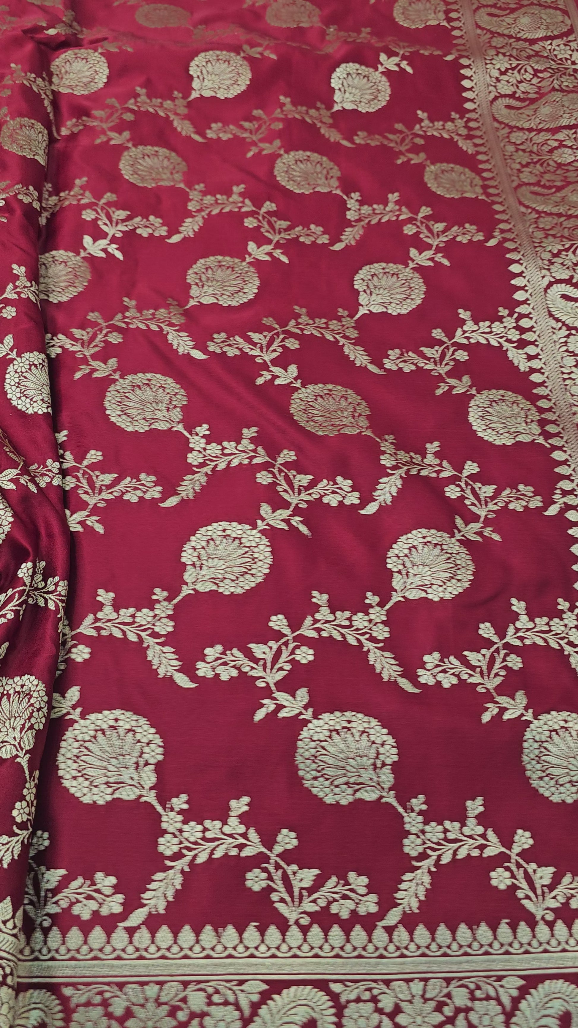 Banarasi Maroon Pure Banarasi Mashru Silk Saree with Regal Zari Elegance